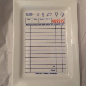 Restaurant Order Ticket Ceramic Tray - Printed Ticket Design